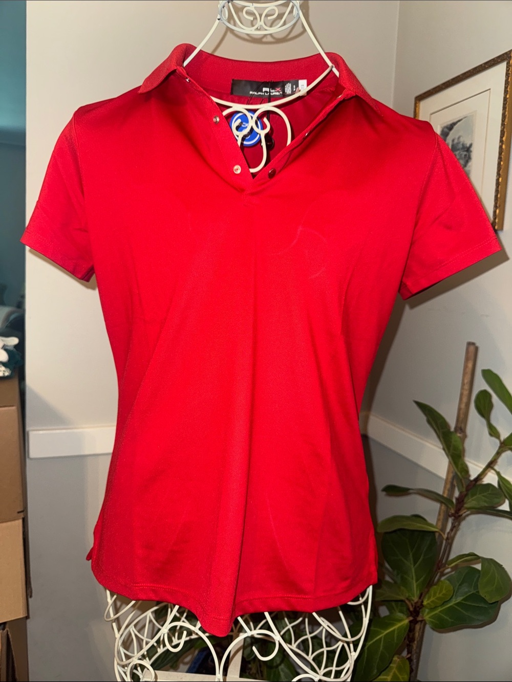 Ralph Lauren Active Red Polo Snap-Front Top NWT!